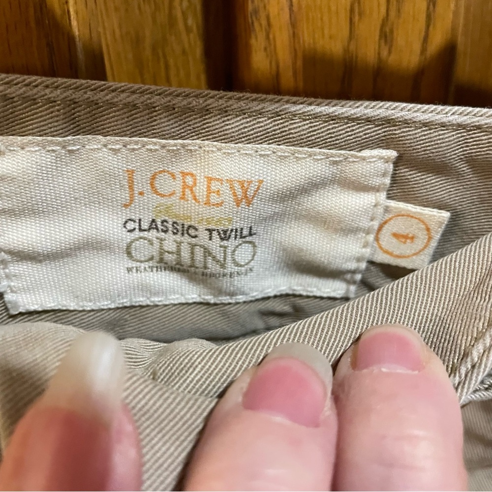 J Crew Classic Twill Khaki Anchor Button Lace Up Back-Preppy Chino - Picture 2 of 3